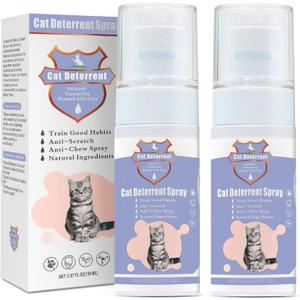 JAMBOS 2 Bottles Cat Deterrent Spray – Natural, Non-Toxic Anti-Scratch Spray for Cats & Kittens – Indoor & Outdoor Pet Training Aid – Furniture & Carpet Protector (Blue, M)