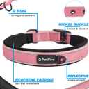 PetiFine Neoprene Padded Dog Collar, Heavy Duty Comfort Dog Collar with Durable Metal Buckle, Reflective Adjustable Belt Buckle Dog Collars for Medium Dogs(14.5''-19'', Pink)