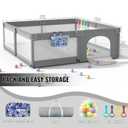 LUTIKIANG Extra Large Playpen for Toddlers, 79" X 71" with Gates, Baby Play Yards, Safety Indoor Play Area, Ocean Balls (Grey)