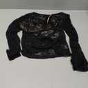 Women Y2K Backless Lace Crop Top Open Back Sheer See Through Going Out Tops size S