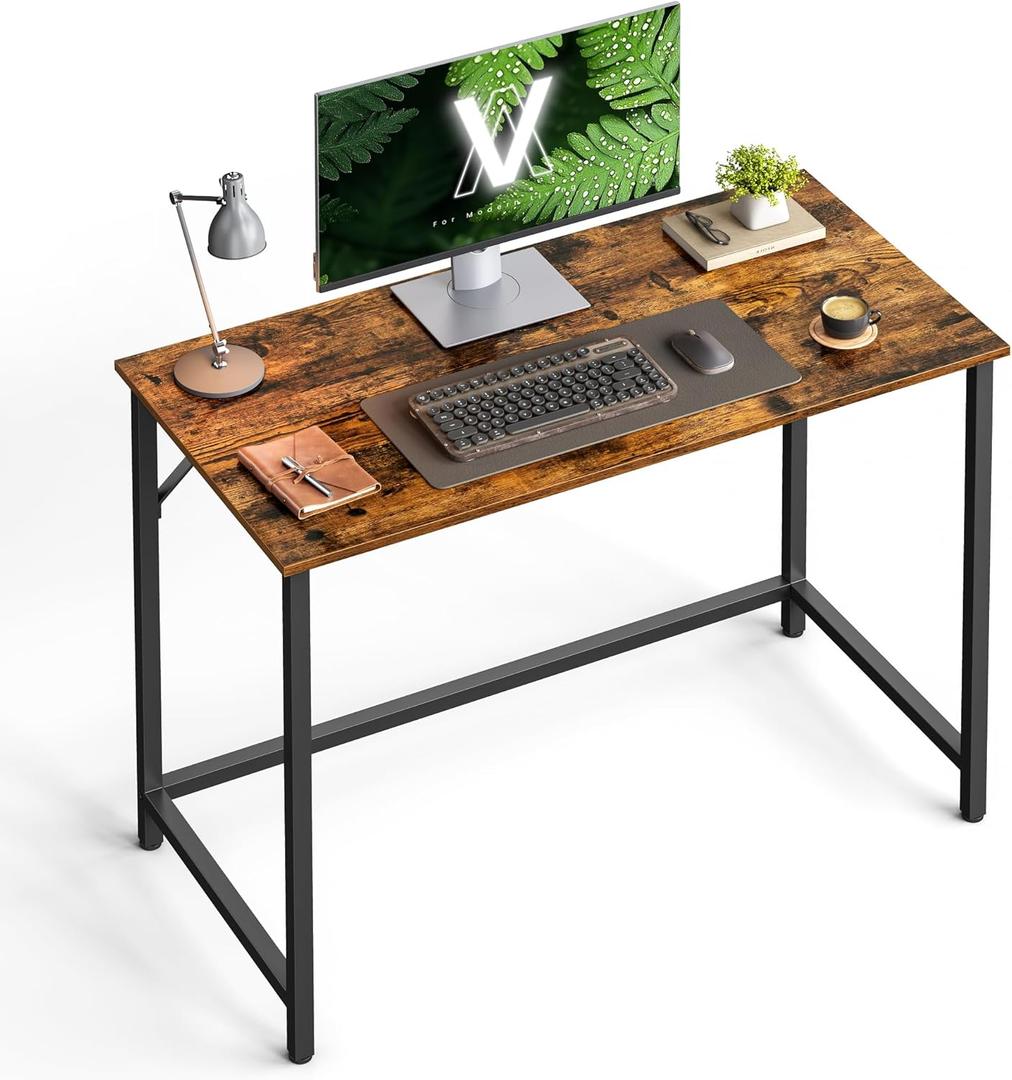 VASAGLE Computer Desk, Gaming Desk, Home Office Desk, for Small Spaces, 19.7 x 39.4 x 29.9 Inches, Industrial Style, Metal Frame, Rustic Brown and Black ULWD41X
