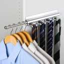 BaiNong Valet Rod for Closet Pull Out 12IN with 8 Hooks,Adhesive Silver Closet Valet Rod Slide Out