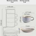 Gomakren 6 Ounce Cappuccino Cups with Saucers and Metal Stand, Stackable Coffee Cup Set of 4, Mothers Day Porcelain Espresso Cups for Coffee Drinks, Cappuccino, Latte, Americano, Tea, Gray