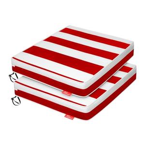 Pcinfuns Outdoor Chair Cushion 22 x 22 Inch Seat Cushions for Patio Furniture Garden Sofa Couch Chair Pads with Adjustable Straps Set of 2, Red White