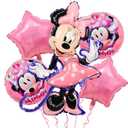 5Pcs Pink Mouse Balloons, Cartoon Mouse Theme Balloons Decorations Set for Kids Girls Cartoon Birthday Baby Shower Party Supplies