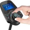 Nulaxy Bluetooth Car FM Transmitter Audio Adapter Receiver Wireless Handsfree Voltmeter Car Kit TF Card AUX 1.44 Display - KM18 Black Matte