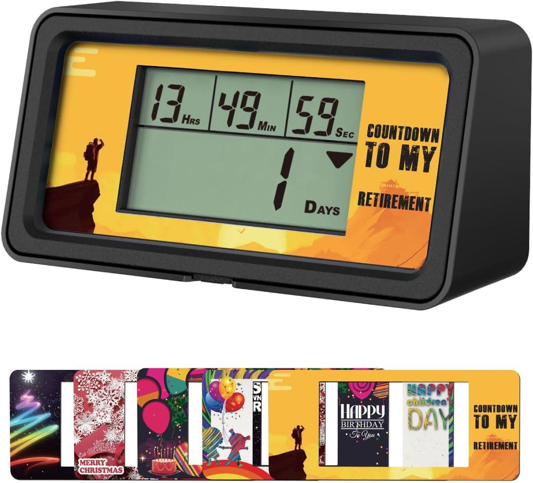 YOOREAL 9999 Days Digital Countdown Timer with 5 Paper Cards, Backlight Alerts for Retirement, Vacation, Wedding, Christmas, New Baby, Classroom, Lab, Kitchen, Cooking (HM200B)