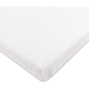 Babyletto Muslin Baby Bassinet Sheets for Girls & Boys - GOTS Certified Breathable Organic Cotton Bassinet Cover - Baby Boy Bassinet Sheets Rectangle - 360 Fitted Bedside Bassinet Sheets, White
