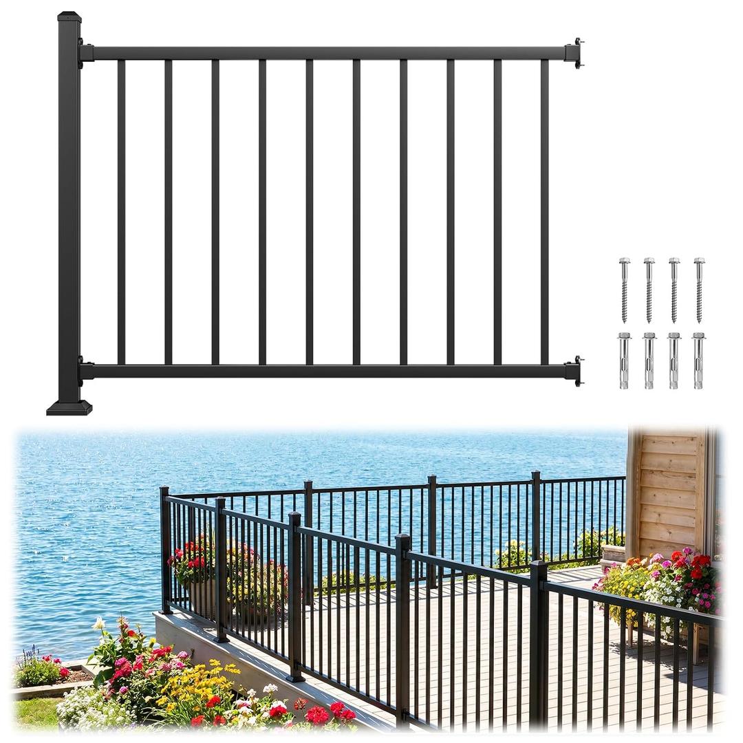 36 in. H x 4 ft. W Aluminum Deck Railing Kit, Outdoor Modular Porch Railing