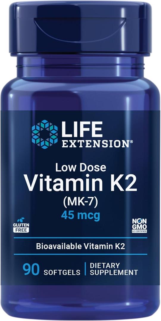 Life Extension Low Dose Vitamin K2 Supports Arterial Health Non-GMO, Gluten-Free 90 Softgels