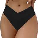 SherryDC Women's V Cut High Waisted Bikini Bottom High Leg Cut Swimsuit Bathing Suit Bottoms M