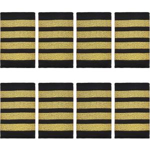 WEBEEDY 4 Pairs Professional Pilot Uniform Epaulets Airlines Pilot Epaulets Aviators Epaulets with Gold Nylon Stripes Four Bars Shoulder Board Captain Insignia Sliders Halloween Christmas Cosplay Gift