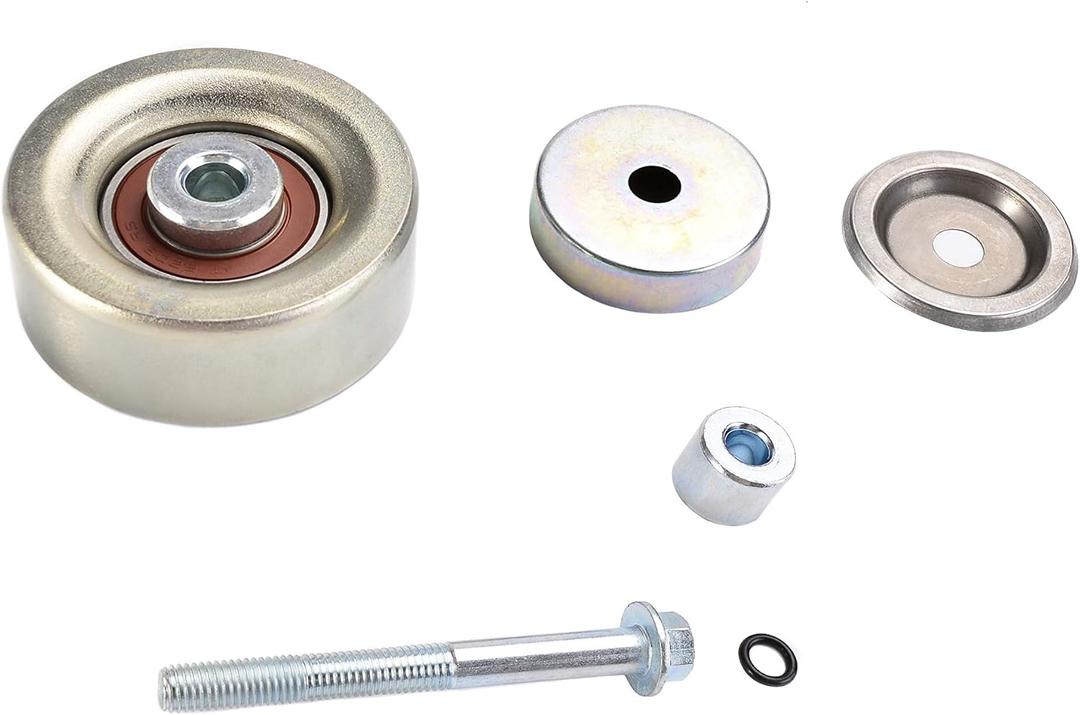 36110 Idler Pulley with Bolt, Dust Shield, and Spacer Compatible with Buick Cadillac Chevrolet GMC Pontiac SAAB Saturn