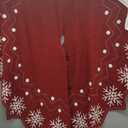 60-Inch Reversible Knit Tree Skirt with Christmas StarInspired Pointed Edge Border and Lace-Up Closures, Machine Washable Thick Acrylic Yarn, Burgundy & White