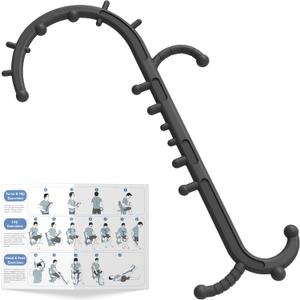 Back and Neck Massager for Pain Relief Deep Tissue, Upgraded Full Body Trigger Point Cane Massage Tools, Therapy Massage Stick Pressure Point Hook, Muscle Knot Remover Tool (Black)