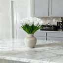 20pcs White Tulips Artificial Flowers 13 Inch Real Touch PU Fake Flowers Fake Tulips for Mother's Day Easter in Home Wedding Office Party Table Decoration