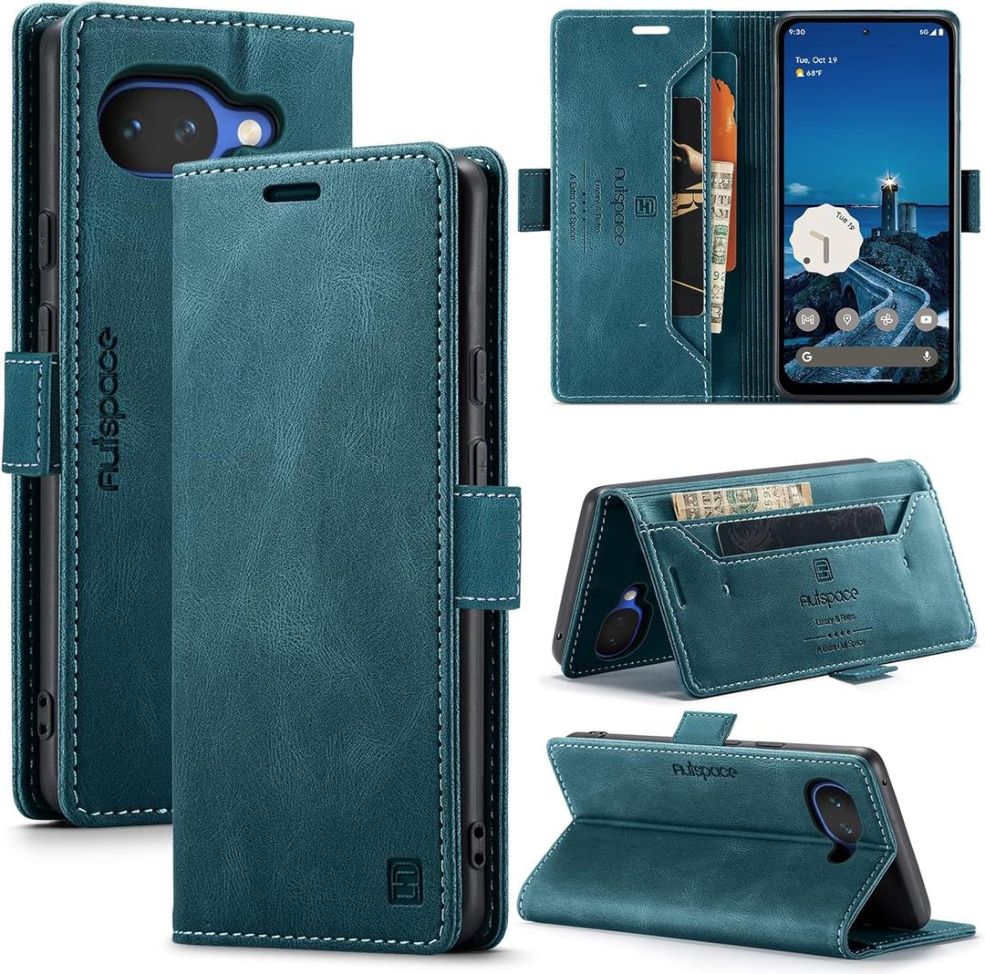 HAII Case for Google Pixel 10a 6.3",PU Leather Folio Flip Wallet Case with Card Holster Stand Kickstand Magnetic Closure Shockproof Phone Cover for Google Pixel 10a (Blue)