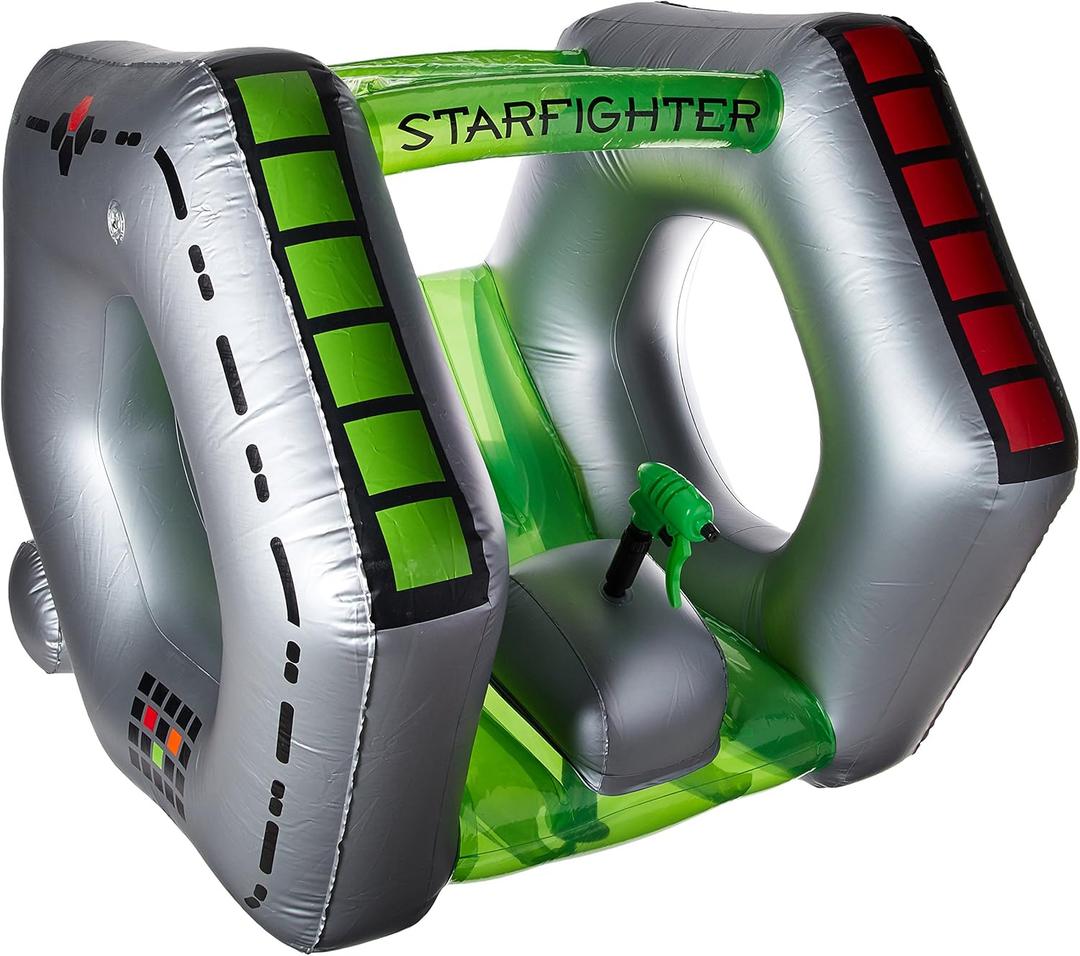 Swimline Starfighter Super Squirter Inflatable Pool Toy, 46 X 45 X 43" , Silver/Green