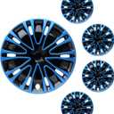 Hubcap Wheel Cover Replacement R15 Hub Caps Universal-Fit Steel Wheel Rim Cover ABS Material Exterior Accessories for Car Truck SUV -Set of 415-inchBlue-Black