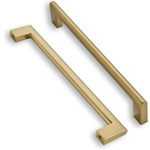 khtumeware 8 Inch Hole Center 6 Pack,Brushed Brass Cabinet Pulls Heavy Duty Solid Brushed Gold Kitchen Drawer Handle Antique Cabinet Hardware for Bathroom, Drawer, Cabinet