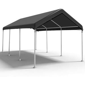 SIHAIAN 10 x 20 Ft Carport Replacement Canopy Cover(No Frame), Easy to Set up Carport Canopy, 500D Heavy-Duty Garage Top Tent Shelter Tarp Waterproof and UV Protected (Only Canopy Cover) Black