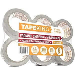 Tape King Clear Packing Tape - 60 Yards Per Roll (Pack of 5 Rolls) - Stronger & Thicker 2.7mil, Heavy Duty Adhesive Industrial Depot Tapes for Moving Packaging Shipping, Office & Storage
