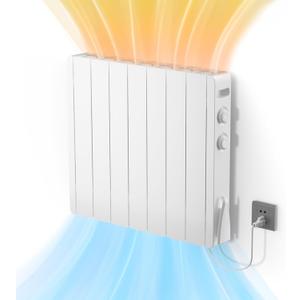 1500W Electric Panel Wall Heater, Plug-in Smart Convection Space Heaters For Indoor Use, Quiet Fan-Less Design, Freestanding/Wall Mount Heater With Adjustable Thermostat, Knob Switch(White)