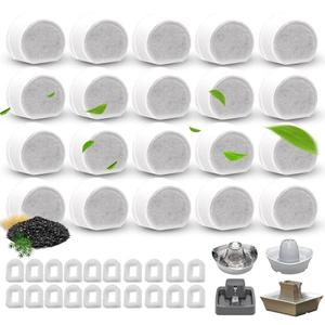 15 Pcs Replacement Carbon Charcoal Filters Dog and Cat Water Fountain Compatible with Multiple Pet Fountains (15Carbon Filters+ 15 Sponges)