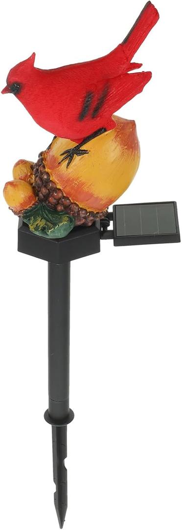 Didiseaon Red Cardinal Yard Stake, Solar Cardinal Garden Decor Bird Figurine with Nuts Solar Light Outdoor Stake Patio Yard Lawn Porch LED Pathway Christmas Decorations
