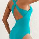Herseas One Piece Swimsuit Women Slimming Tummy Control Bathing Suit Crisscross Back Athletic Modest Swim Suit 2026 (Blue, XXL)