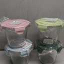 Freshmage 23oz Glass Meal Prep Containers with Lids, Airtight 3-Cup Glass Storage Containers Set, Heat-Resistant BPA-Free for Soup, Leftover, Microwave, Dishwasher, Fridge and Freezer Safe (4 Packs) (Multicolor+Dark Green)