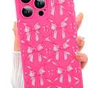 ZIYE for iPhone 14 Pro Max Case Hot Pink Bows Pattern Phone Case with Camera Protection,Soft TPU Silicone Rubber Protective Cover Cute Design Cases Compatible with iPhone 14 Pro Max 6.7 Inch