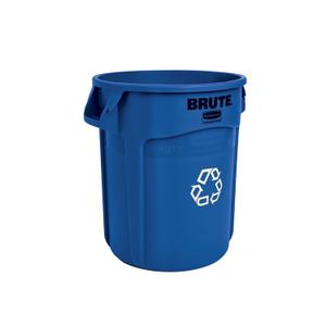 Rubbermaid Commercial Products BRUTE Heavy-Duty Round Trash/Garbage Can, 20-Gallon, Blue, Outdoor Waste Container for Landscapers/Construction/Restaurants/Back of House/Offices/Warehouses (Recycle)