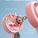 Aecooly Portable Handheld Turbo Fan [16H Max Cooling Time], 5 Speeds USB Rechargeable Mini Personal Battery Operated Small Pocket Cooling Fan GIfts for Women, Travel, Home, Office, Beach, Lash -Pink