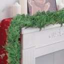 9FT Artificial Christmas Garland (2-Pack), Realistic Norfolk Pine & Cedar Greenery, Thick and Lush Christmas Tree Garland for Staircase, Mantle, Fireplace, Indoor Outdoor Decor