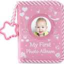 Baby's My First Family Album Soft Photo Cloth Book Pink Girl My First Book of Photos Pink Baby Memory Album Gift Holds 4x6 Pictures for Babies Newborn Toddler & Kids Baby Shower