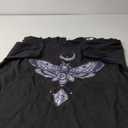 Butterfly Heart Tattoo Blue y2k Grunge Egirl Aesthetic T-Shirt (XL, Black)