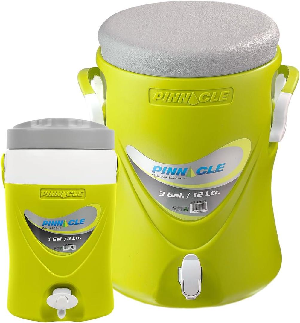 3-Gallon Water Cooler and 1-Gallon Water Jug Set – Insulated Beverage Cooler Dispenser with Pull Tap Spout – Leakproof Sports Water Jug with Drinking Spout – Jug Water Bottle for Camping, Outdoor