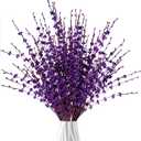 Sggvecsy 10 Pcs 29.5 Long Artificial Jasmine Flowers Tall Fake Flower Bouquet Faux Jasmine Plants Dry Branches for Wedding Home Party Office Hotel Restaurant Kitchen DecorationDark Purple