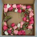 VioletEverGarden Valentines Day Wreath 18 Inch Valentines Day Door Wreath with White Pink Red Tulip Berry and Green Leaf Valentines Heart Wreaths for Valentines Day Wedding Festival Decor