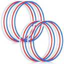 Sratte 12 Pcs Toy Hoop for Kid Detachable Adjustable Toy Hoop Colored Hoop Exercise Ring Plastic Circle for Kid Teen Gymnastics Dog Agility Equipment, Require Self Assembly(White, Blue, Red, 28 Inch)