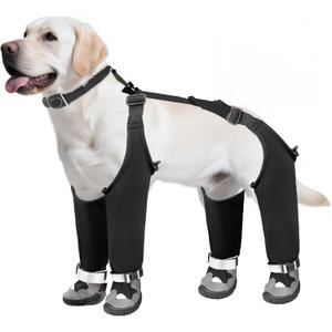 Dog Suspender Boots, Waterproof Dog Rain Boots, Puppy Snow Shoes for Winter, Anti Dirt Pants with Shoes, Adjustable Suspender Pants for Outdoor Walking & Paw Protectors (4)