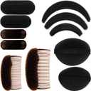 11 Pieces Hair Bump Sponge Volume Hair Bases Set Bump It Accessory for Volume Insert Styling Tools up Combs Clips Sponge Bun Updo Accessories for Women DIY Hairstyles (Black, Brown)