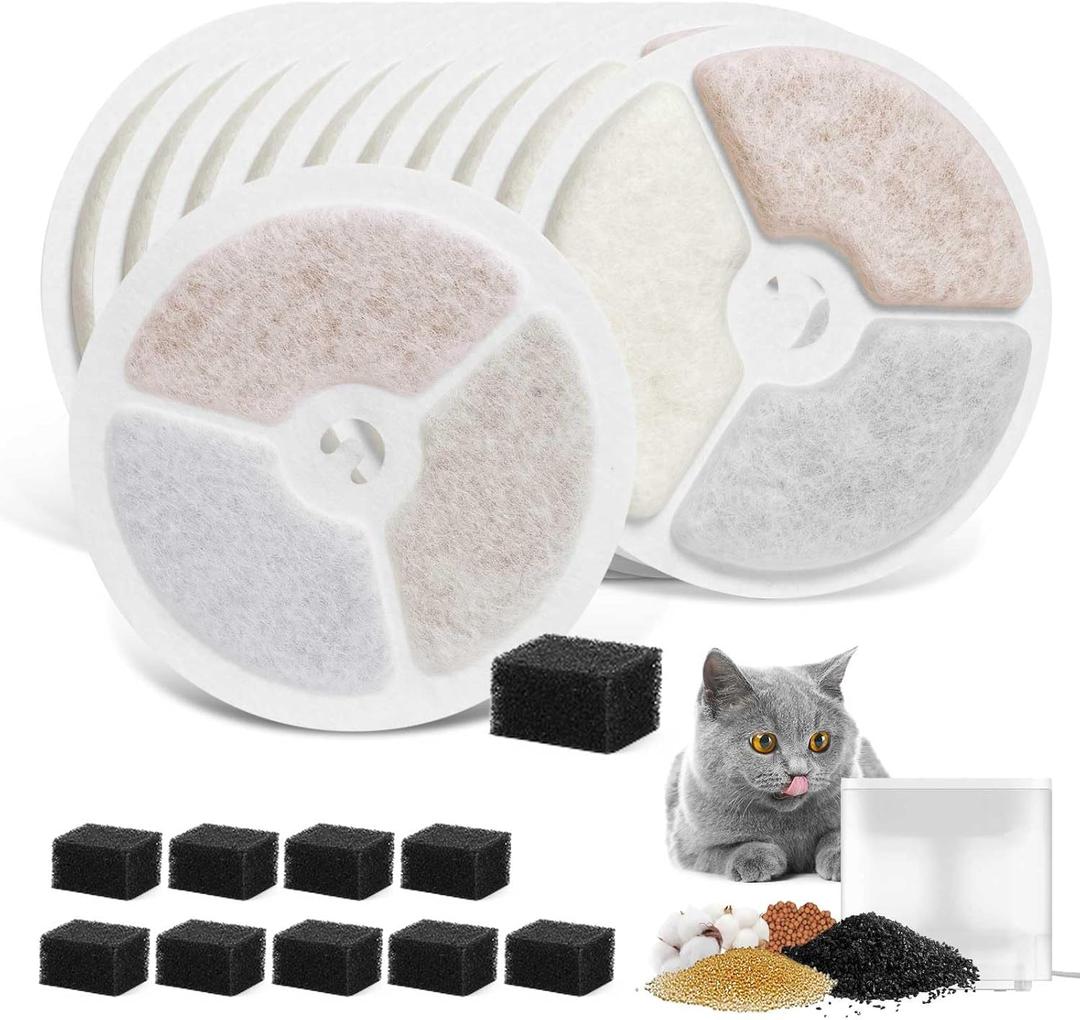 10 Pack Replacement Filters Compatible with Solo 2/Solo SE, E versweet 2S/3/3 Pro, Triple-Layer Cotton Filter with Activated Carbon, Ion-Exchange Resin and Pump Sponge, High-Efficiency