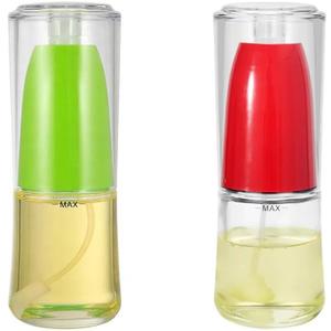 Vinegar and Oil Spray Bottle Mist Sprayer BBQ Cooking Tools Kitchen Tools and Accessories Refillable Oil Sprayer with glass Bottle (Cylinder, Green and Red)