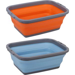 2 Pack Collapsible Sink with 2.25 Gal / 8.5L Each, Foldable Dish Tub for Washing Dishes, Camping, Hiking and Home, Portable Washing Basin