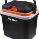 Electric Car Cooler and Warmer, 26 Quart Capacity, Thermoelectric Iceless Cooler for Travel, Camping, Vehicles, Truck, Home - 12V DC and 120V AC (Black & Orange)