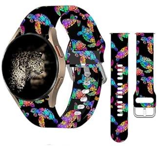 20mm Silicone Sport Bands Compatible with Galaxy Watch 6/ Watch 5/ Galaxy Watch 4 40mm 44mm/ Classic 42mm 46mm/ Watch 3 41mm, Active 2 Watch Bands, Cute Replacement Strap for Girl(Watercolor Sea turtle)