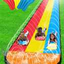 JAMBO 25Ft Premium XXL Slip Splash and Slide with 3 Bodyboards, Heavy Duty Water Slide- Advanced 3-Way Sprinkler System, Splash Mat Splash Pad Backyard Waterslide Outdoor Water Toys n Slides for Kids
