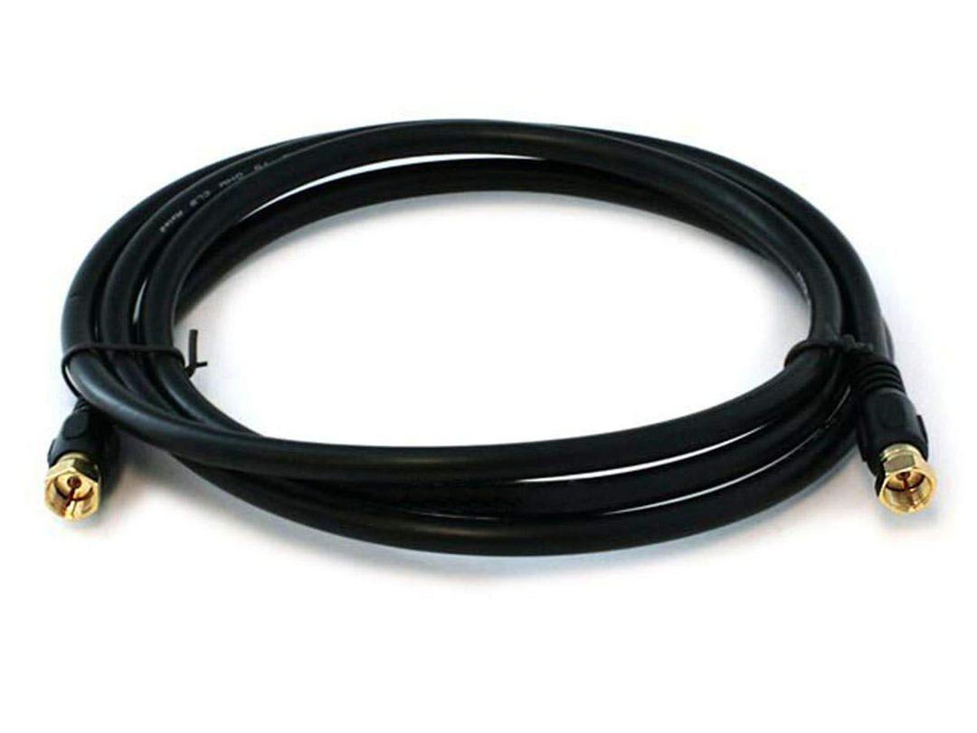 Monoprice RG6 Quad Shield CL2 Coaxial Cable with F Type Connector - 18AWG, 75 Ohm, 6 Feet, Black